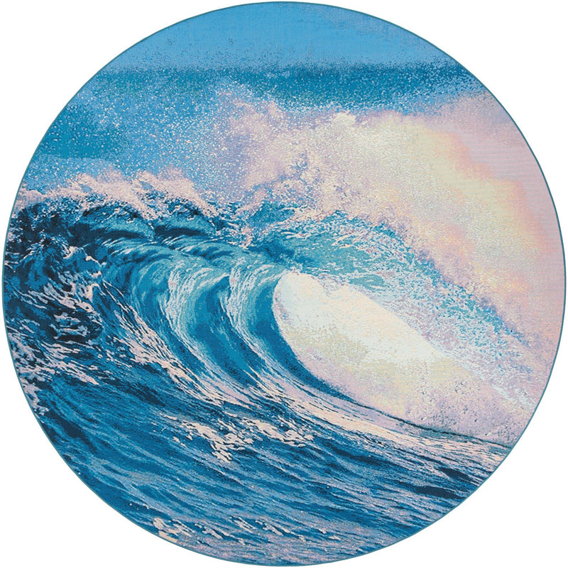 Urban Terrace Collection Area Rug - Veranda Round Blue lifestyle 7