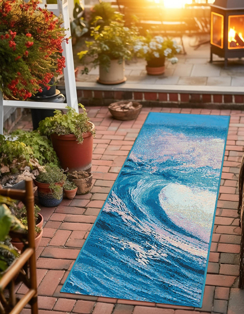 Urban Terrace Collection Area Rug - Veranda Runner Blue lifestyle 10