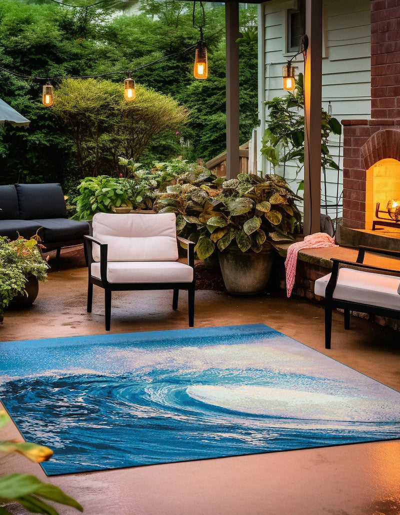 Urban Terrace Collection Area Rug - Veranda Square Blue lifestyle 12