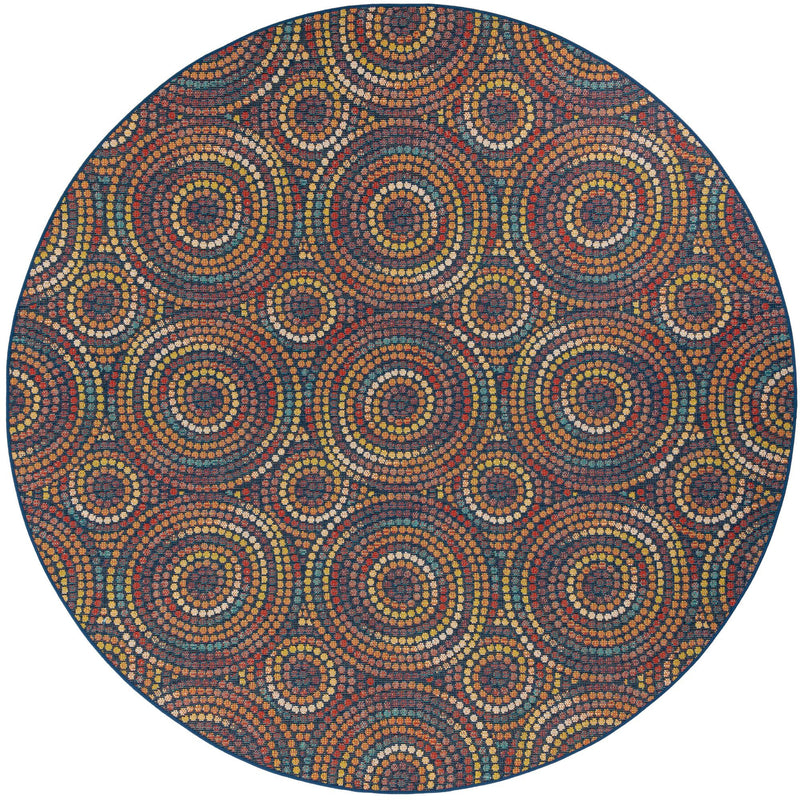 Coastal Terrace Collection Area Rug - Lagoon Round Multi lifestyle 18