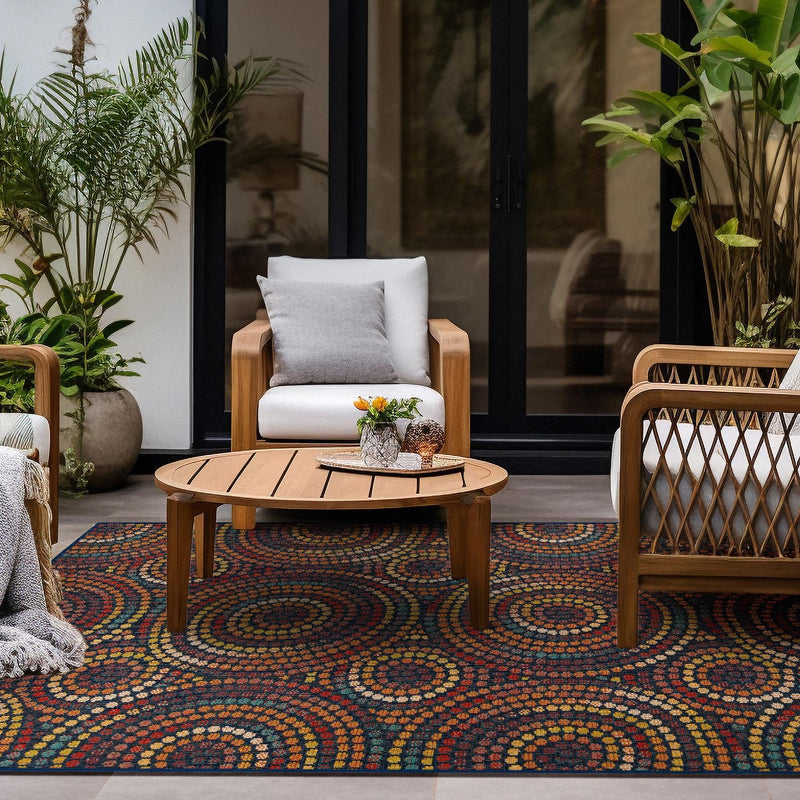 Coastal Terrace Collection Area Rug - Lagoon Rectangle Multi lifestyle 17