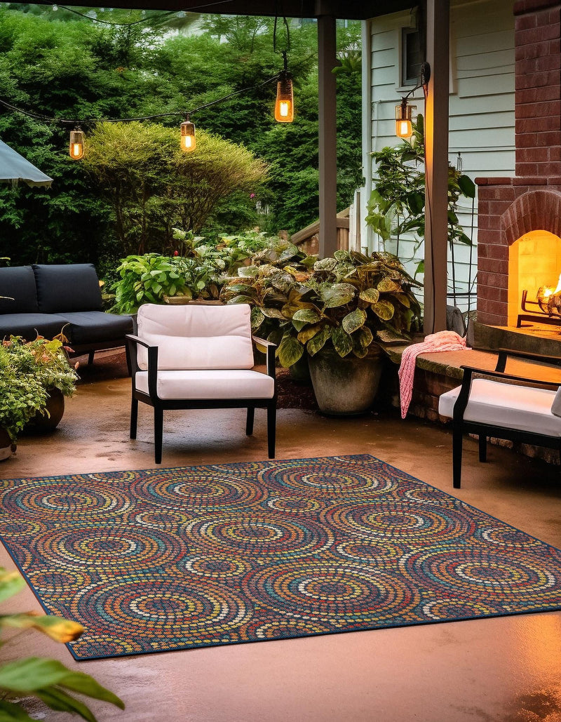 Coastal Terrace Collection Area Rug - Lagoon Square Multi lifestyle 26