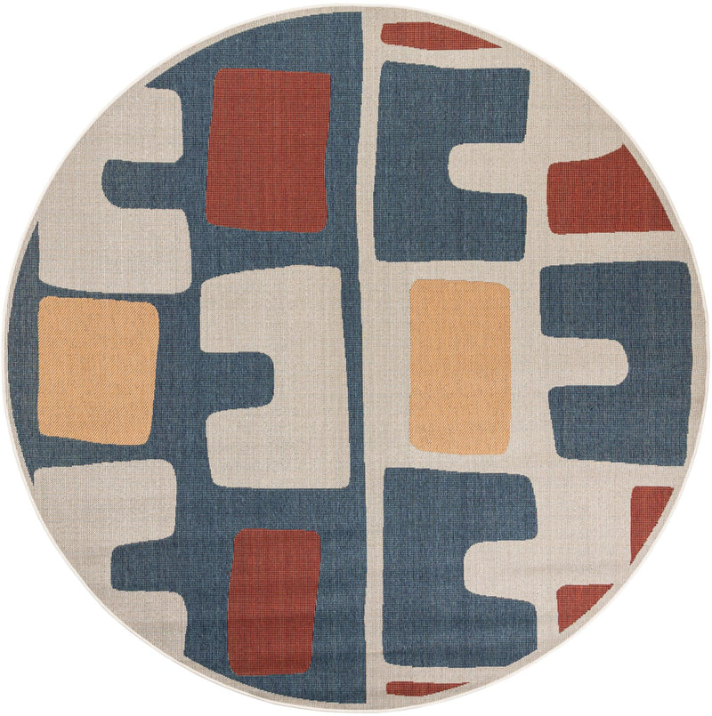 Coastal Terrace Collection Area Rug - Sail Round Ivory and Blue lifestyle 16