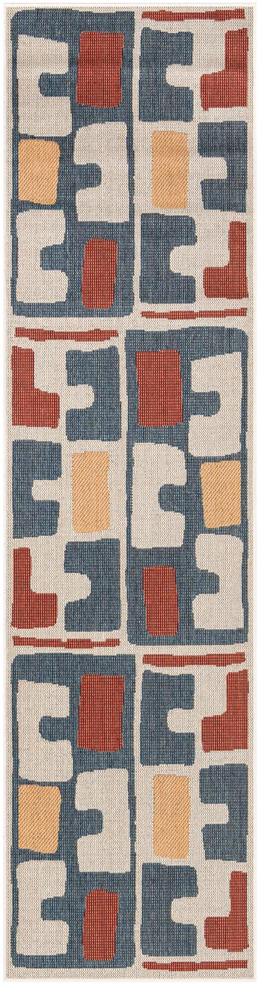 Coastal Terrace Collection Area Rug - Sail Runner Ivory and Blue lifestyle 17