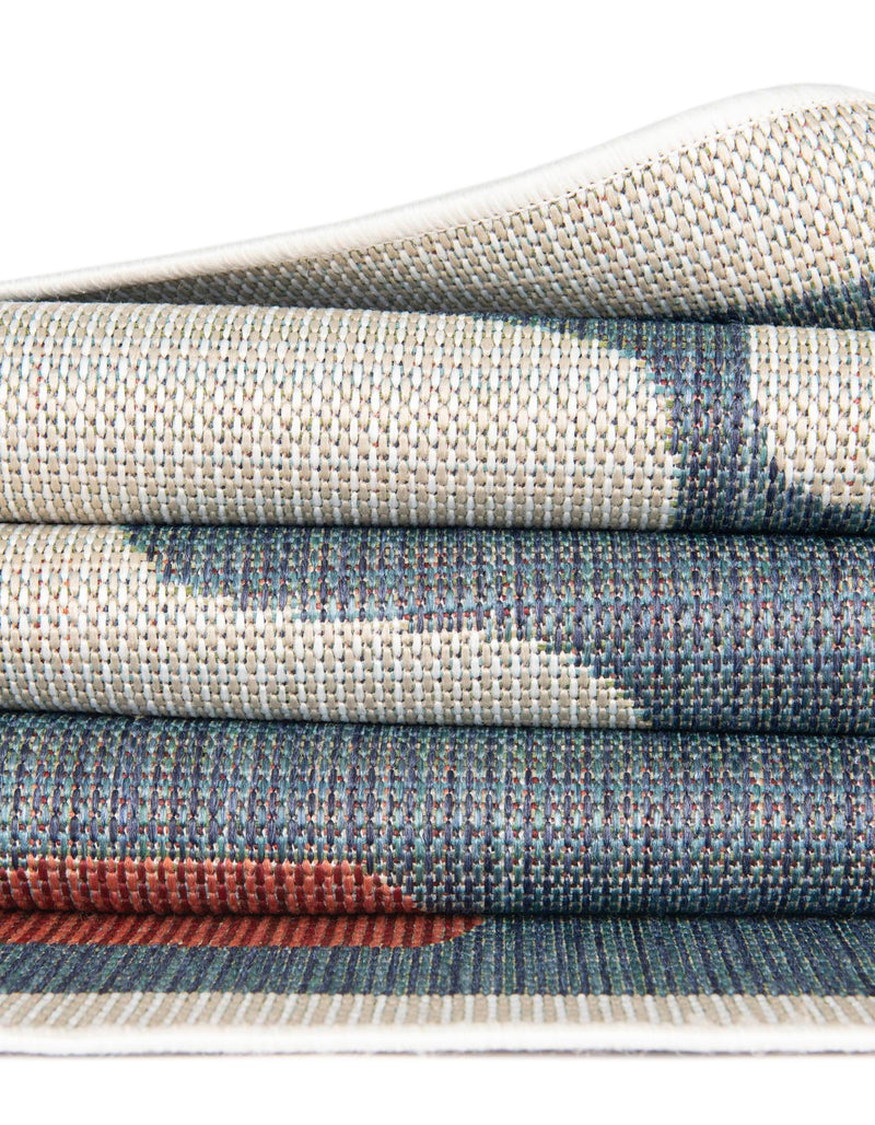 Coastal Terrace Collection Area Rug - Sail Rectangle Ivory and Blue lifestyle 13