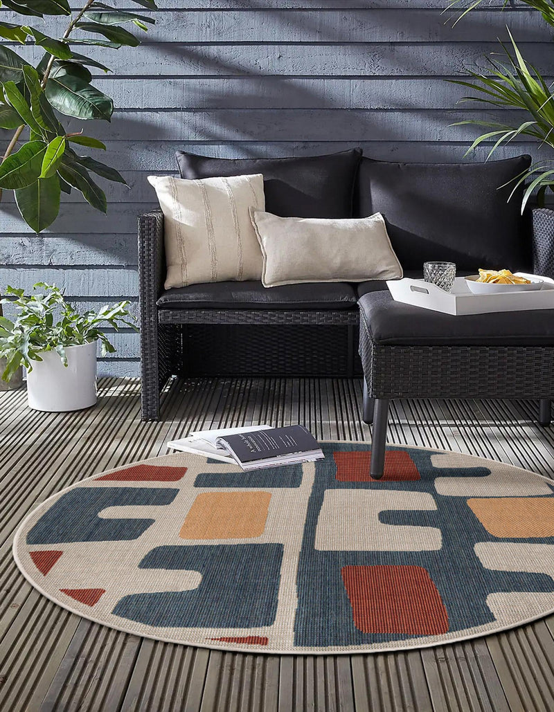 Coastal Terrace Collection Area Rug - Sail Round Ivory and Blue lifestyle 19