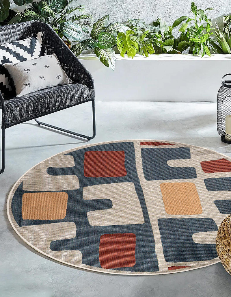 Coastal Terrace Collection Area Rug - Sail Round Ivory and Blue lifestyle 22
