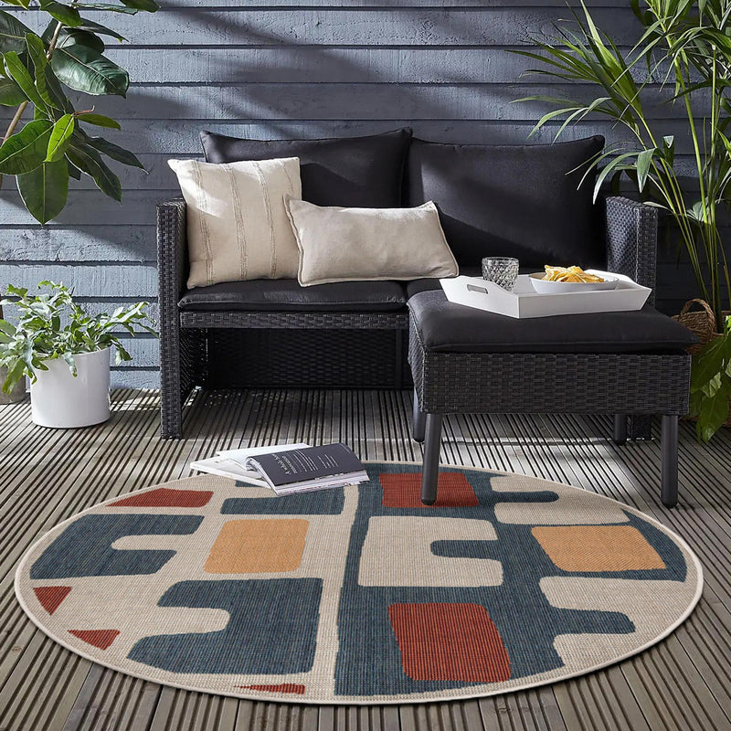 Coastal Terrace Collection Area Rug - Sail Round Ivory and Blue lifestyle 55