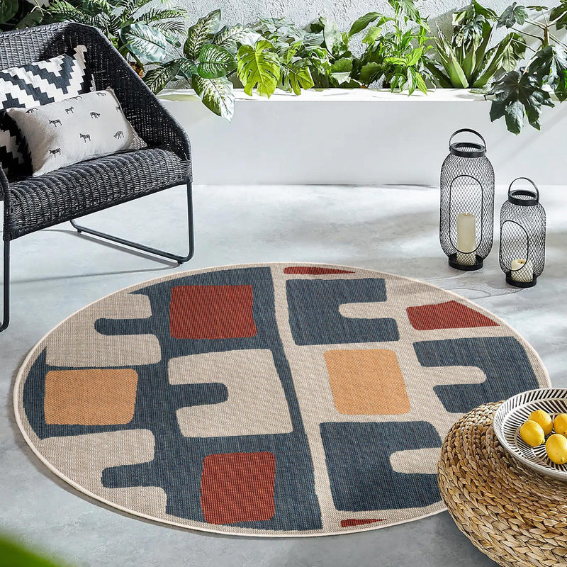 Coastal Terrace Collection Area Rug - Sail Round Ivory and Blue lifestyle 58