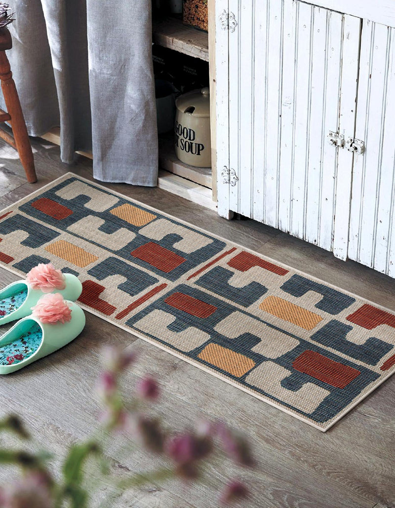 Coastal Terrace Collection Area Rug - Sail Runner Ivory and Blue lifestyle 23