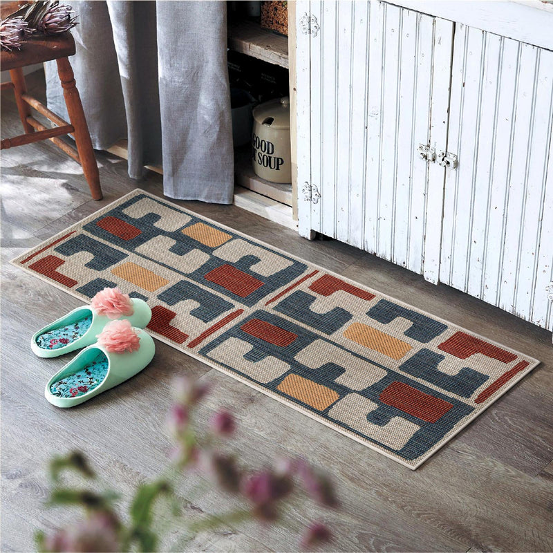 Coastal Terrace Collection Area Rug - Sail Runner Ivory and Blue lifestyle 59