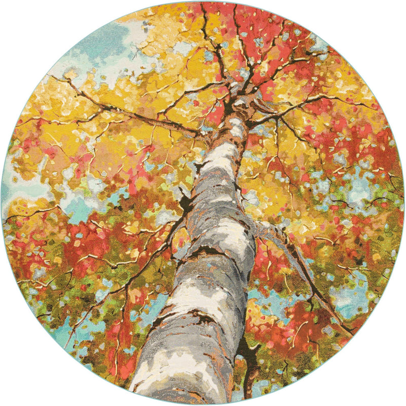 Seaside Blooms Collection Area Rug - Eden Round Multi lifestyle 5