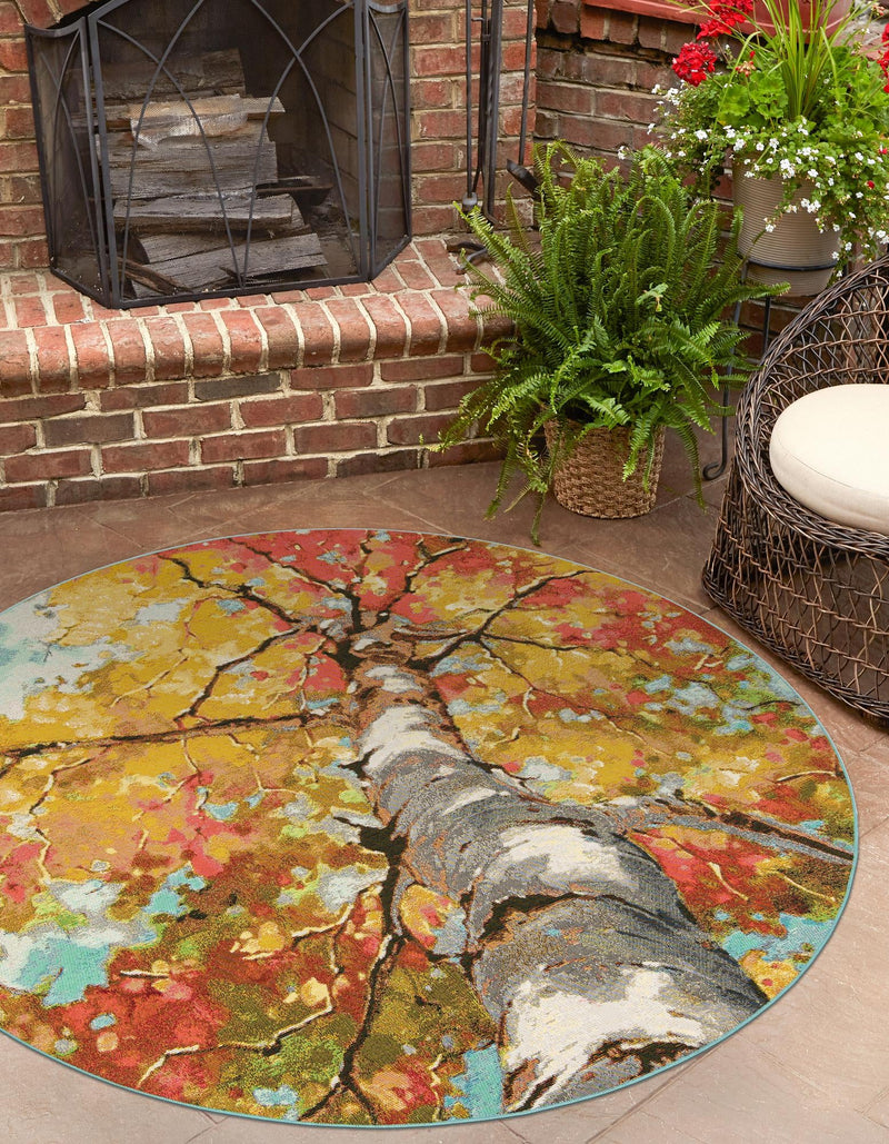 Seaside Blooms Collection Area Rug - Eden Round Multi lifestyle 6