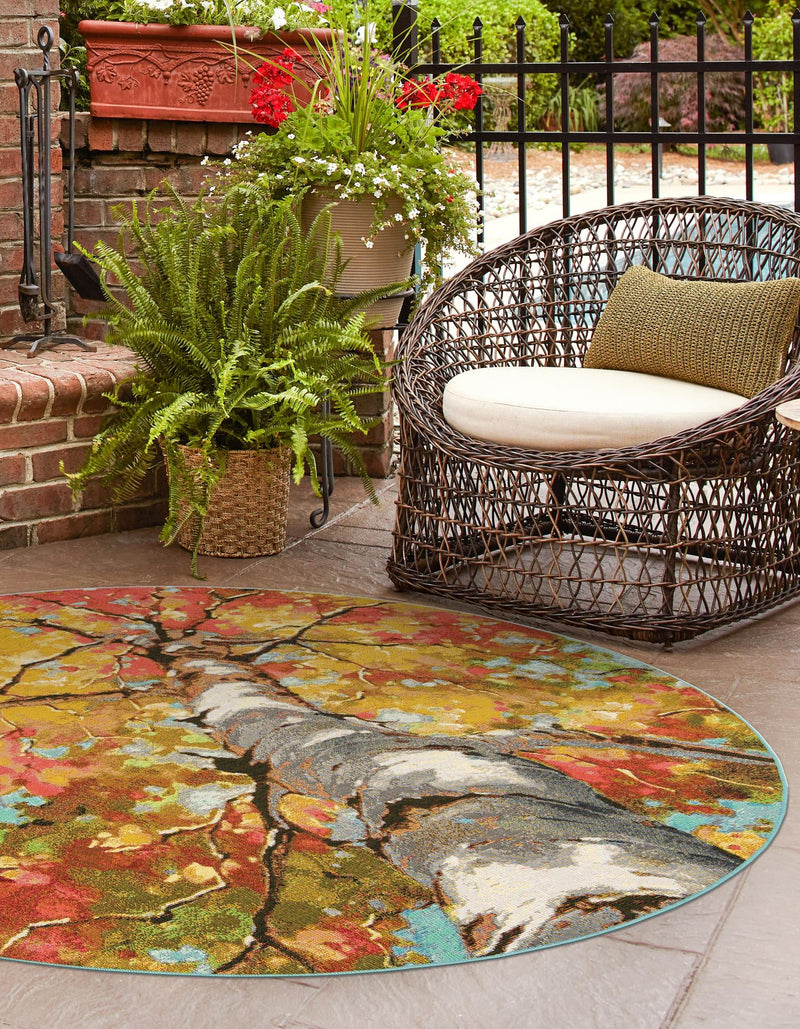 Seaside Blooms Collection Area Rug - Eden Round Multi lifestyle 9