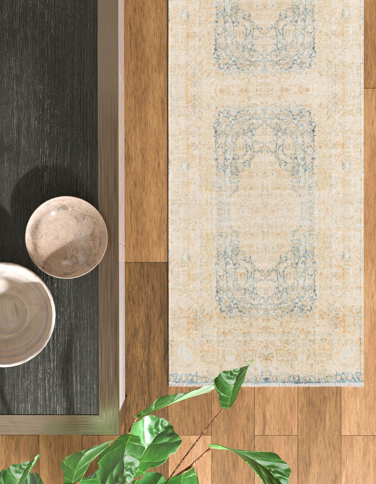 Bazaar Chic Collection Area Rug - Kenitra Runner Blue and Ivory lifestyle 58