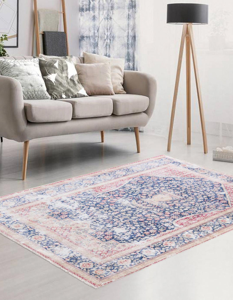 Bazaar Chic Collection Area Rug - Rabat Rectangle Navy Blue lifestyle 2