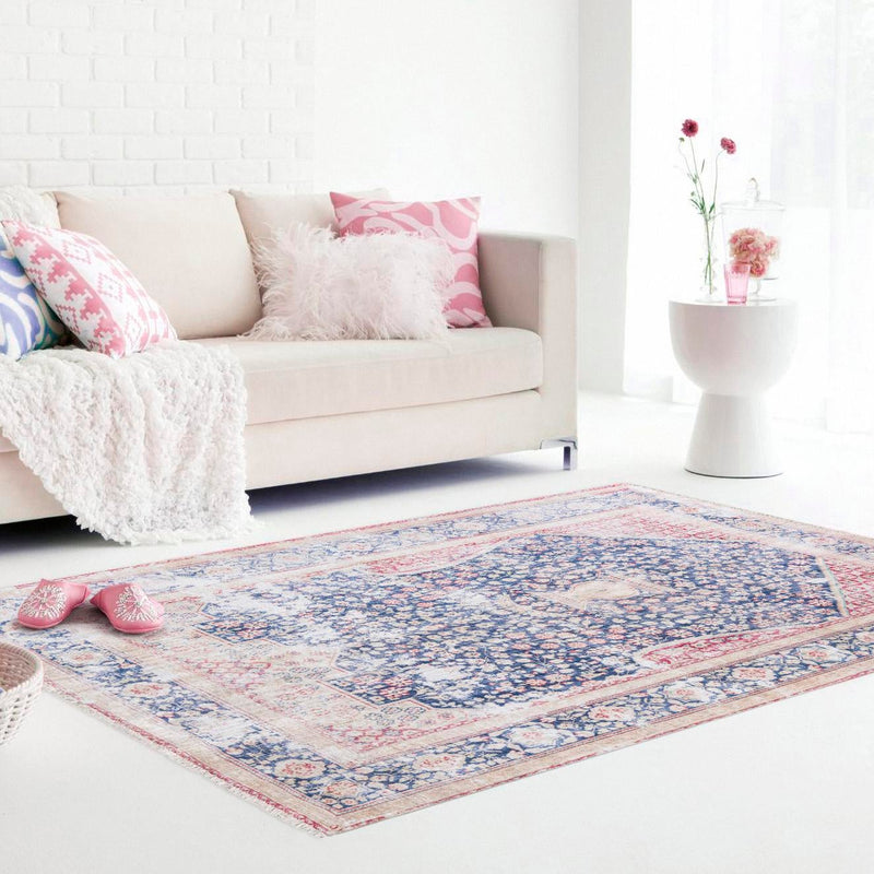 Bazaar Chic Collection Area Rug - Rabat Rectangle Navy Blue lifestyle 16