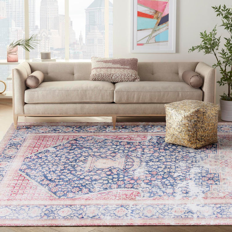 Bazaar Chic Collection Area Rug - Rabat Rectangle Navy Blue lifestyle 17