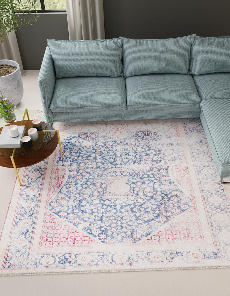 Bazaar Chic Collection Area Rug - Rabat Square Navy Blue lifestyle 21