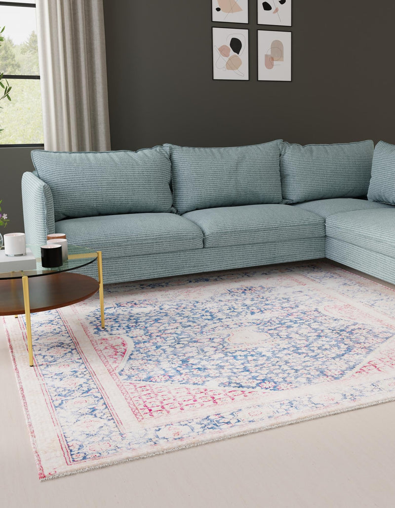 Bazaar Chic Collection Area Rug - Rabat Square Navy Blue lifestyle 23