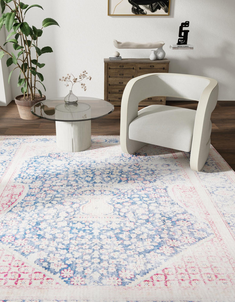 Bazaar Chic Collection Area Rug - Rabat Square Navy Blue lifestyle 38