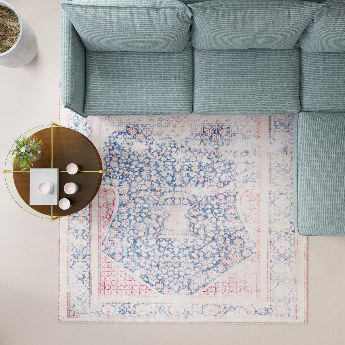 Bazaar Chic Collection Area Rug - Rabat Square Navy Blue lifestyle 64