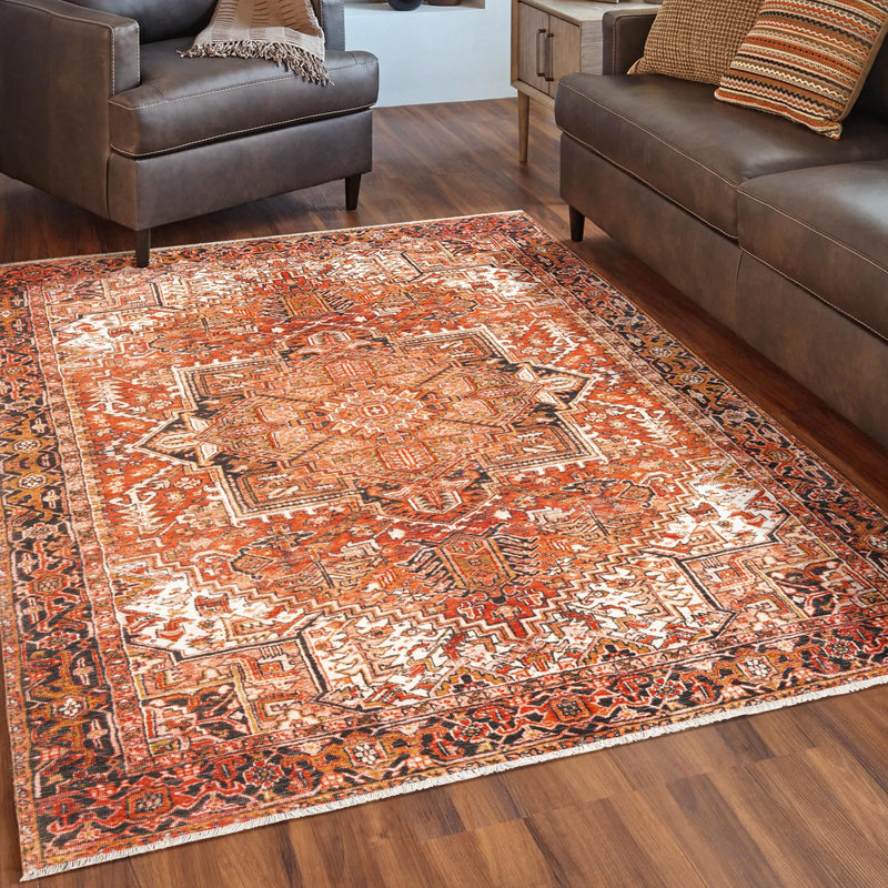 Bazaar Chic Collection Area Rug - Essaouira Rectangle Rust Red lifestyle 15