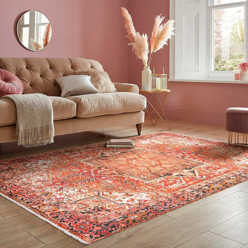 Bazaar Chic Collection Area Rug - Essaouira Rectangle Rust Red lifestyle 17
