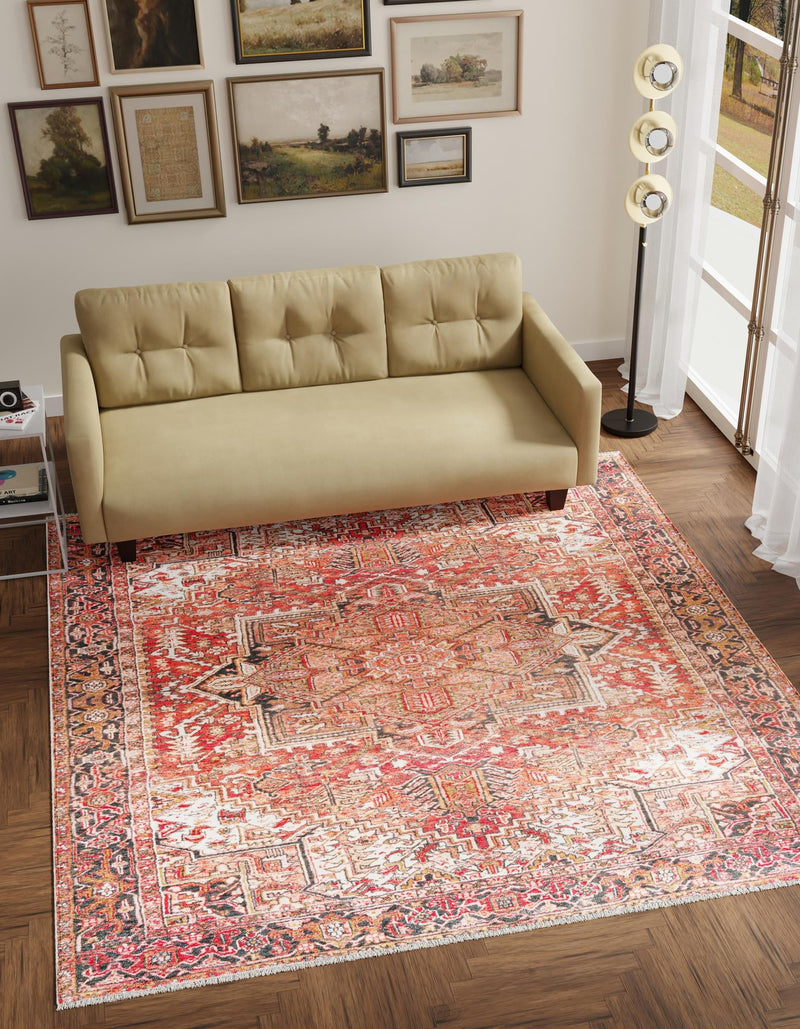 Bazaar Chic Collection Area Rug - Essaouira Square Rust Red lifestyle 21