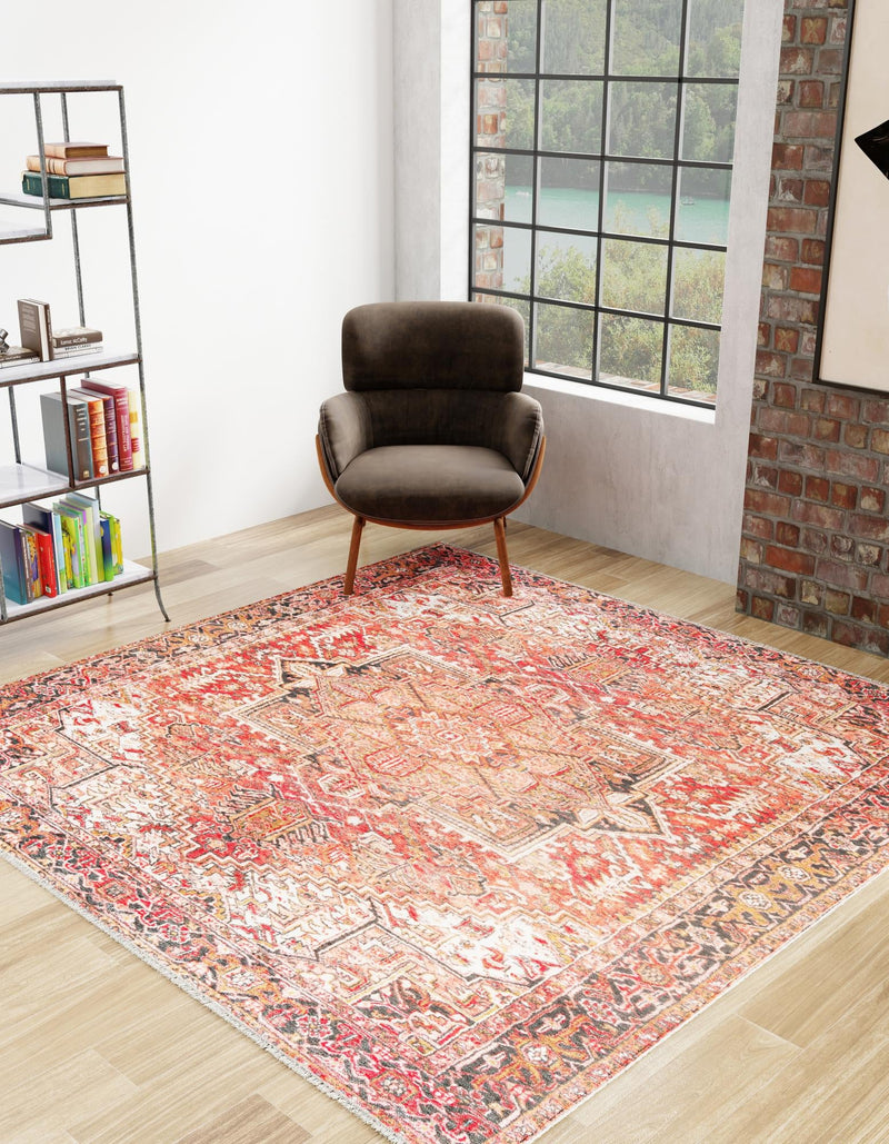 Bazaar Chic Collection Area Rug - Essaouira Square Rust Red lifestyle 37