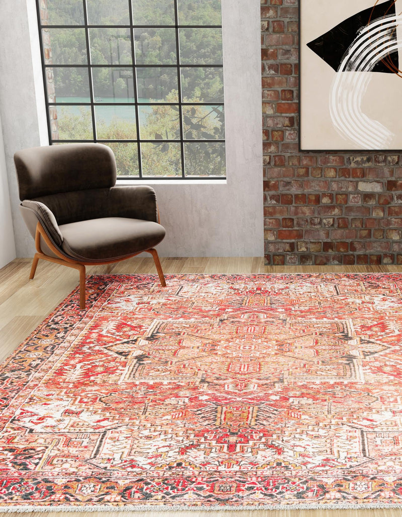 Bazaar Chic Collection Area Rug - Essaouira Square Rust Red lifestyle 38