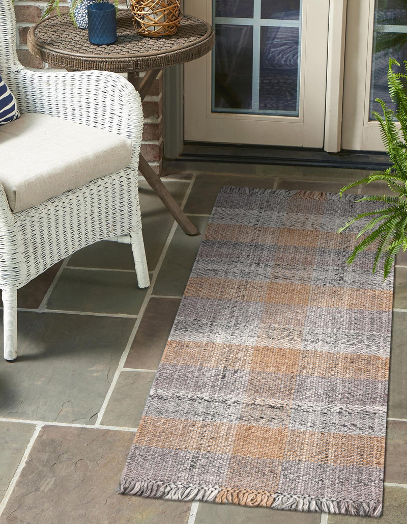 Sustainable Grid Indoor-Outdoor Oasis Collection Area Rug - Savannah Runner Desert Gray lifestyle 75