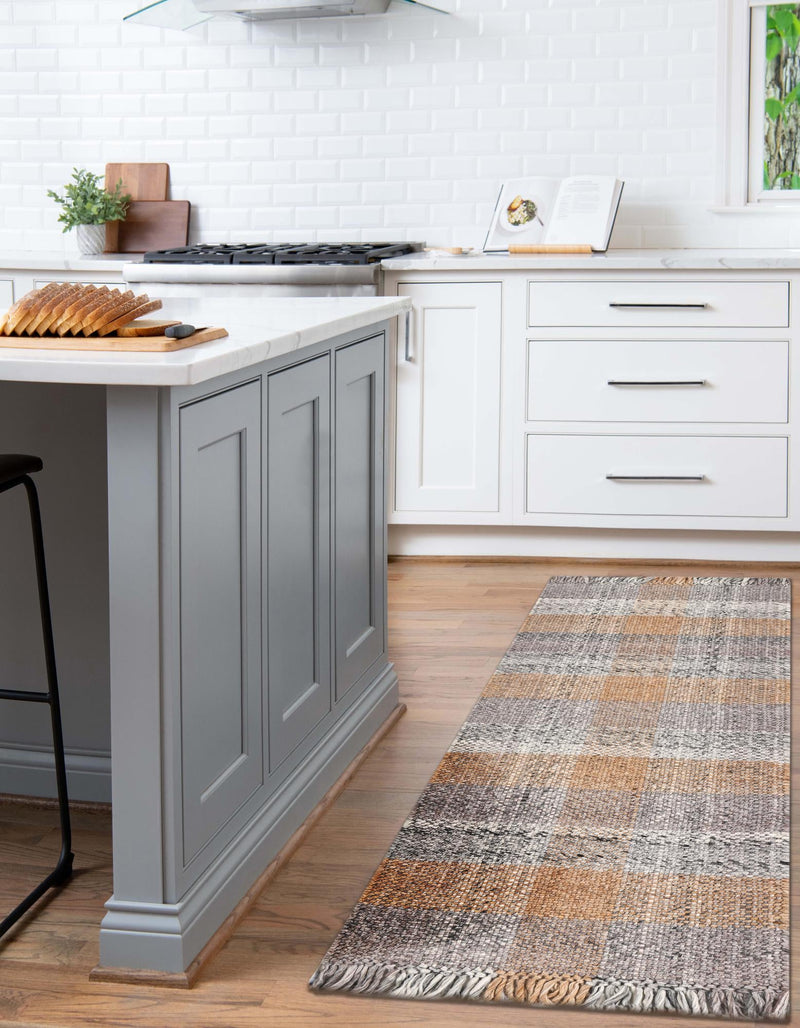 Sustainable Grid Indoor-Outdoor Oasis Collection Area Rug - Savannah Runner Desert Gray lifestyle 78
