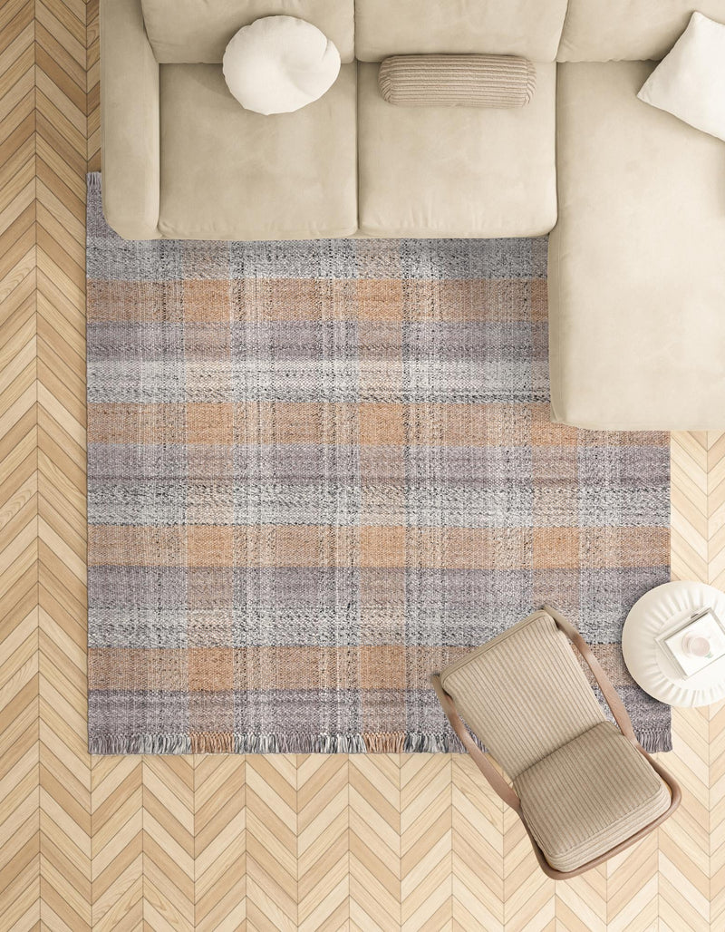 Sustainable Grid Indoor-Outdoor Oasis Collection Area Rug - Savannah Square Desert Gray lifestyle 149