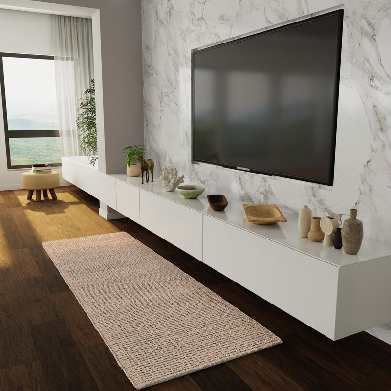 Coastal Haven Striped Jute Collection Area Rug - Marina Runner Pink and Gray lifestyle 79