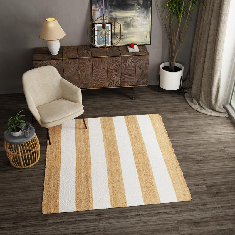 Martha's Vineyard Blueprints Collection Area Rug - Edgartown Square Tan Sand lifestyle 125
