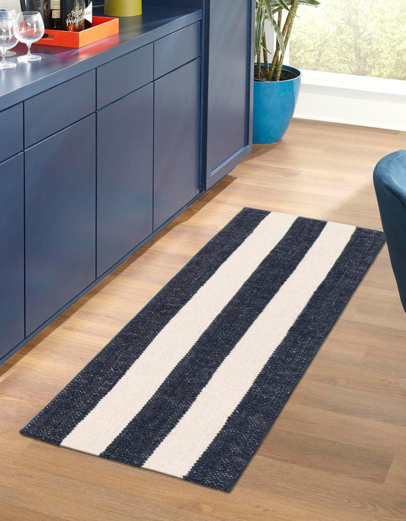 Martha's Vineyard Blueprints Collection Area Rug - Edgartown Runner Nautical Navy lifestyle 60
