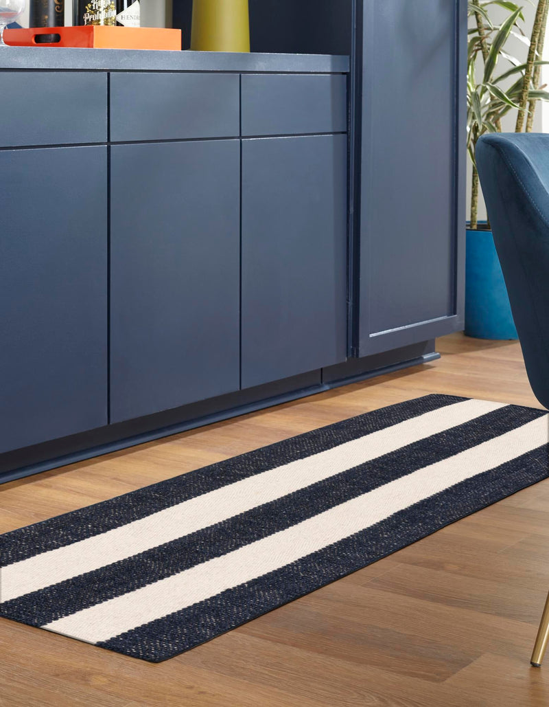 Martha's Vineyard Blueprints Collection Area Rug - Edgartown Runner Nautical Navy lifestyle 65