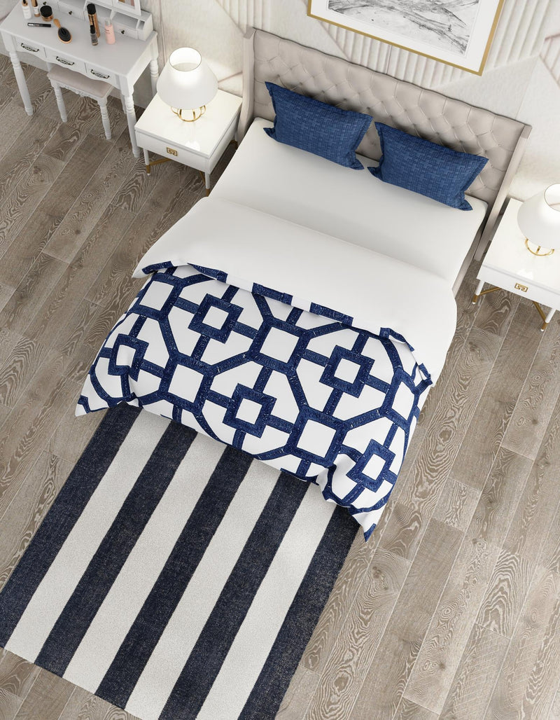 Martha's Vineyard Blueprints Collection Area Rug - Edgartown Square Nautical Navy lifestyle 70
