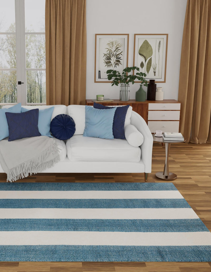 Martha's Vineyard Blueprints Collection Area Rug - Edgartown Rectangle Sky blue lifestyle 11