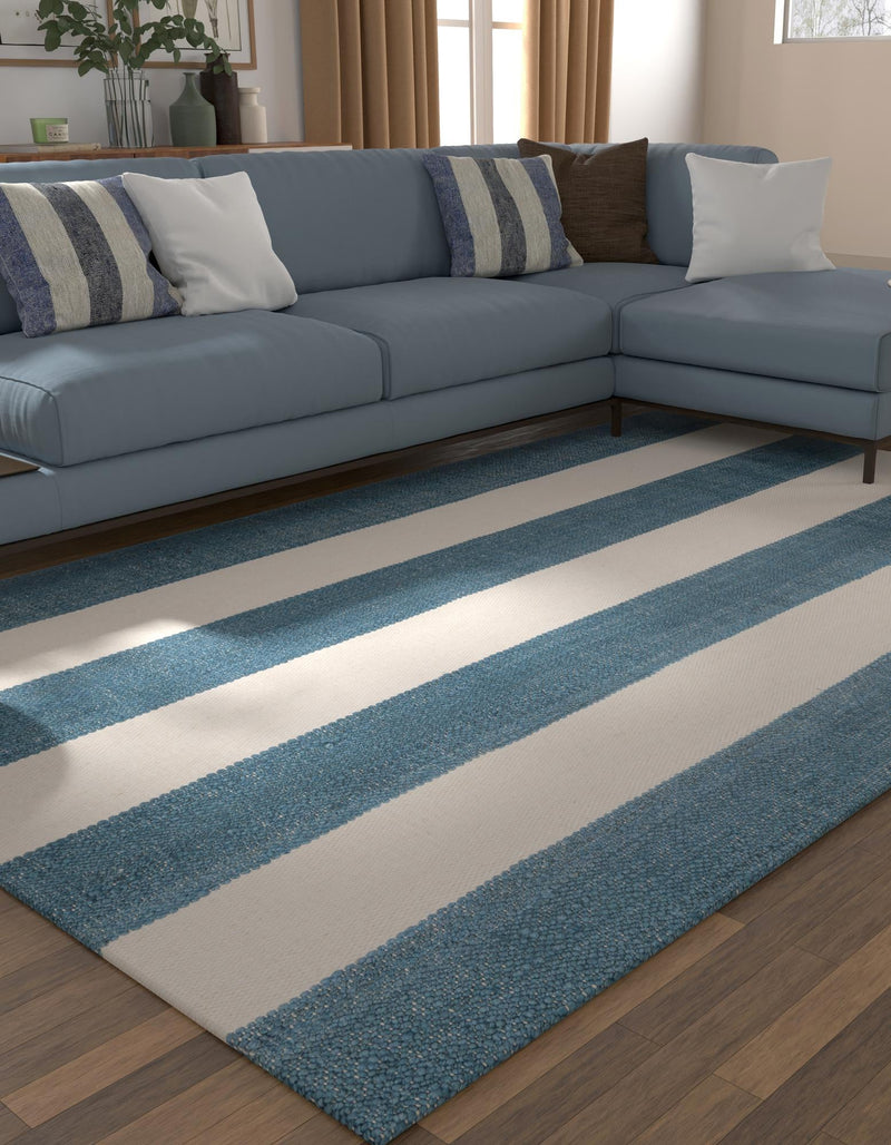 Martha's Vineyard Blueprints Collection Area Rug - Edgartown Rectangle Sky blue lifestyle 13