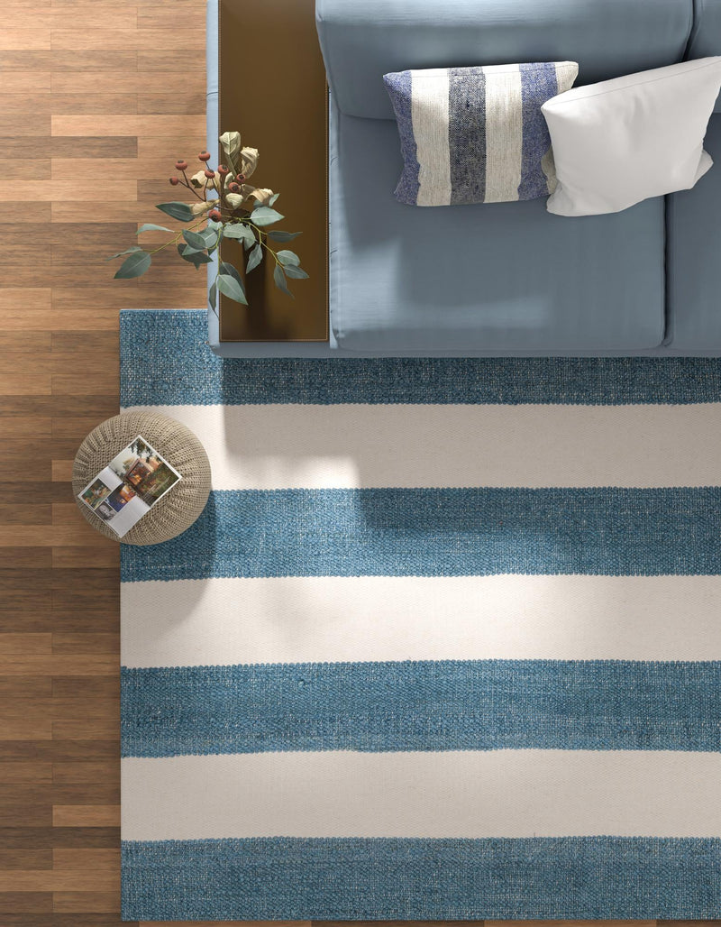 Martha's Vineyard Blueprints Collection Area Rug - Edgartown Rectangle Sky blue lifestyle 15