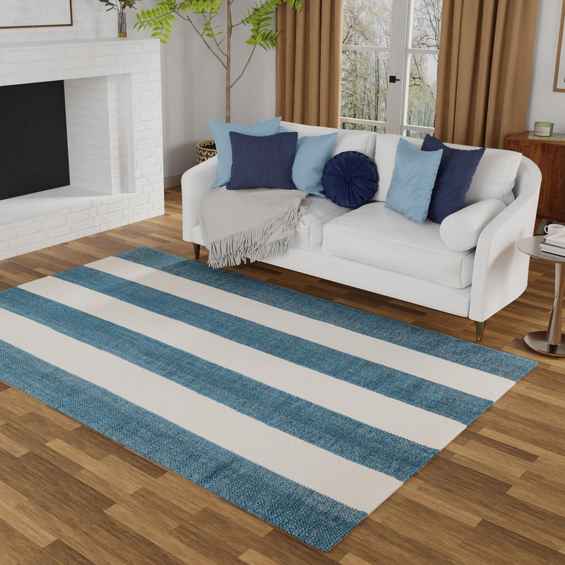 Martha's Vineyard Blueprints Collection Area Rug - Edgartown Rectangle Sky blue lifestyle 50
