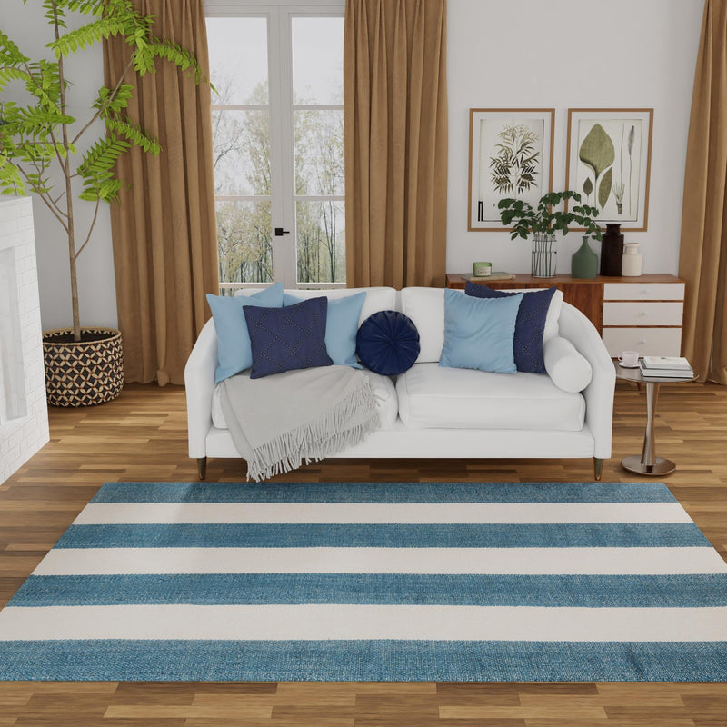 Martha's Vineyard Blueprints Collection Area Rug - Edgartown Rectangle Sky blue lifestyle 53