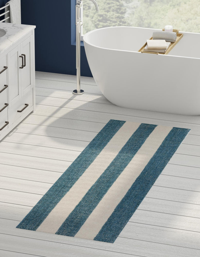 Martha's Vineyard Blueprints Collection Area Rug - Edgartown Runner Sky blue lifestyle 63