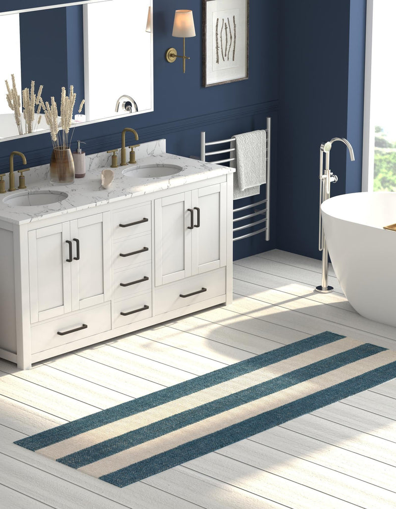 Martha's Vineyard Blueprints Collection Area Rug - Edgartown Runner Sky blue lifestyle 68