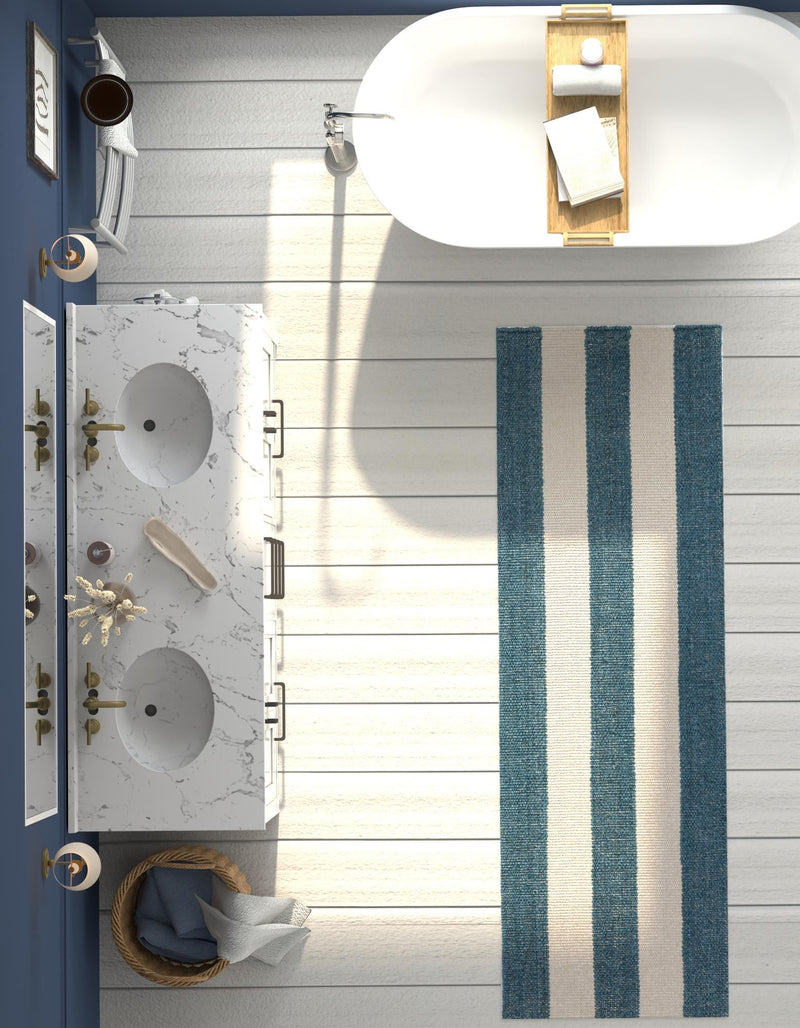 Martha's Vineyard Blueprints Collection Area Rug - Edgartown Runner Sky blue lifestyle 72