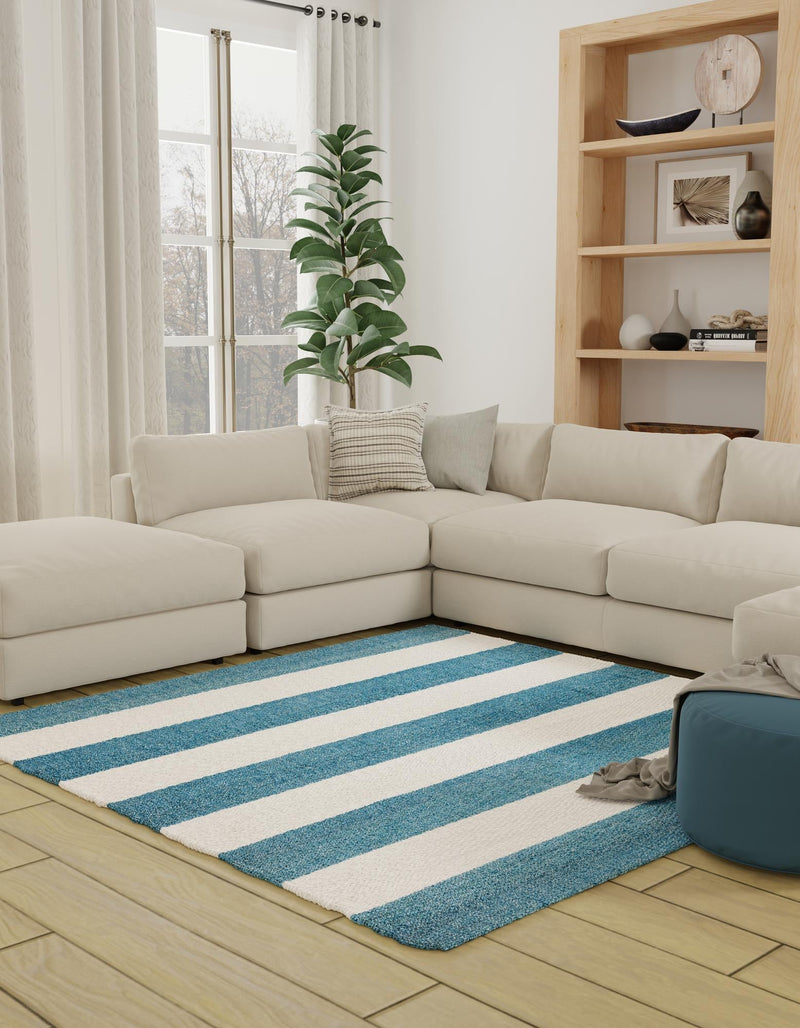 Martha's Vineyard Blueprints Collection Area Rug - Edgartown Square Sky blue lifestyle 83
