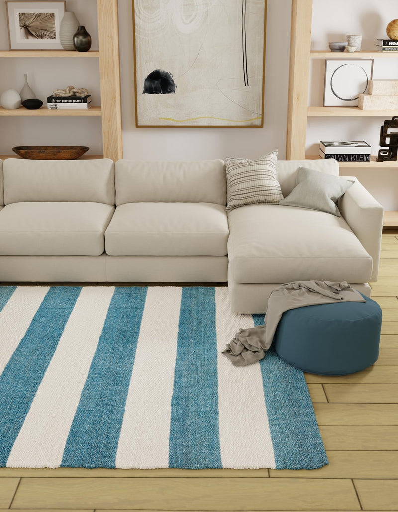 Martha's Vineyard Blueprints Collection Area Rug - Edgartown Square Sky blue lifestyle 89