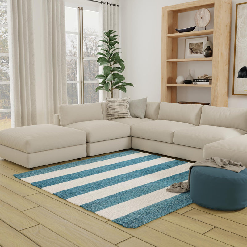 Martha's Vineyard Blueprints Collection Area Rug - Edgartown Square Sky blue lifestyle 115